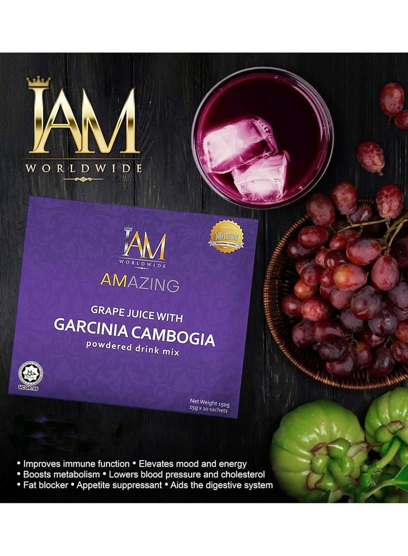 Amazing Grape Flavored Powder Drink Mix with Garcinia Cambogia, Unlock Weight Loss Benefits, Prevent Fat Storage, Lower Blood Pressure and cholesterol, 150g.