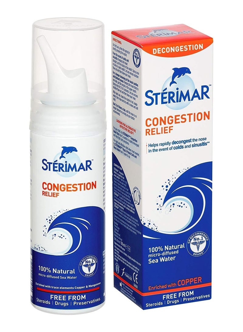 Nasal Spray - Congestion Relief - Natural Sea Water With Copper & Magnesium - 100Ml - Pack Of 2