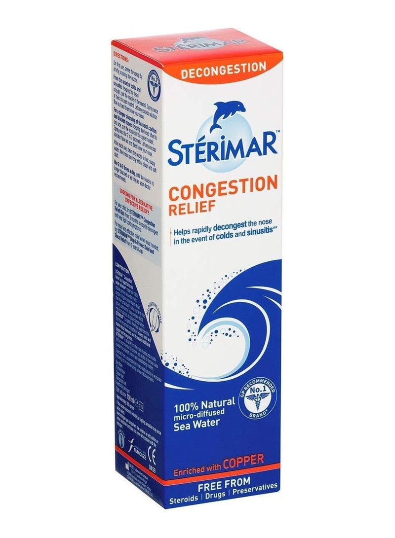 Nasal Spray - Congestion Relief - Natural Sea Water With Copper & Magnesium - 100Ml - Pack Of 2