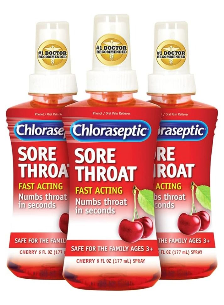 Chloraseptic Sore Throat Spray - Cherry, 6fl. oz, pack of 3