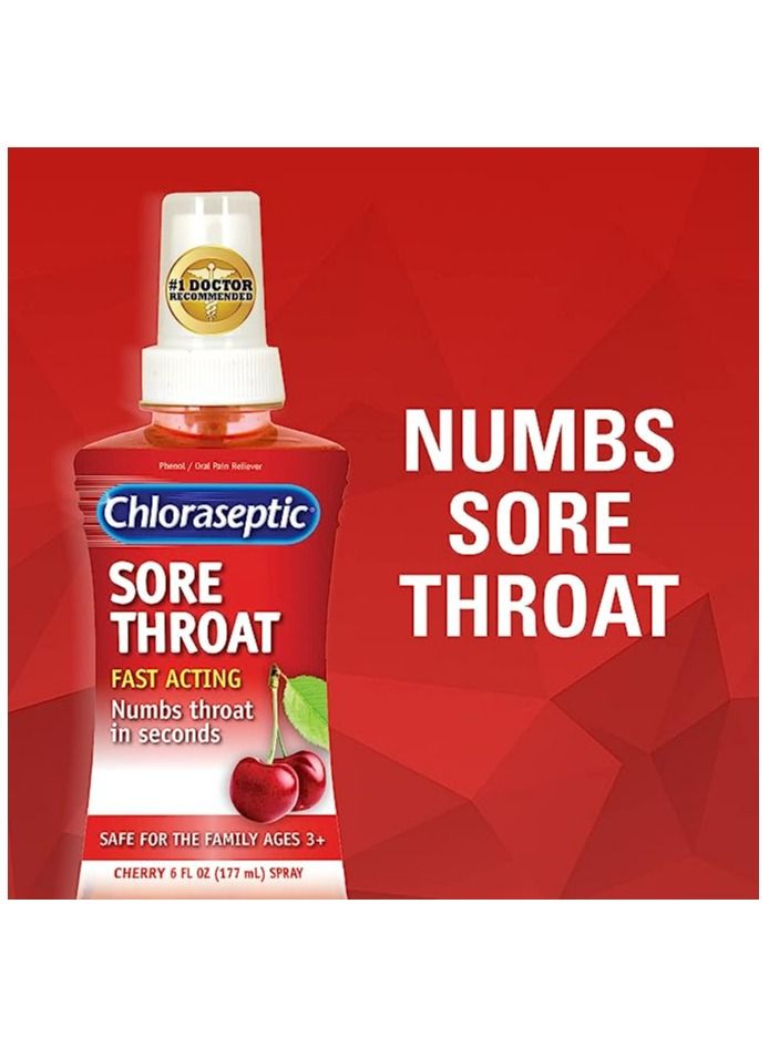 Chloraseptic Sore Throat Spray - Cherry, 6fl. oz, pack of 3