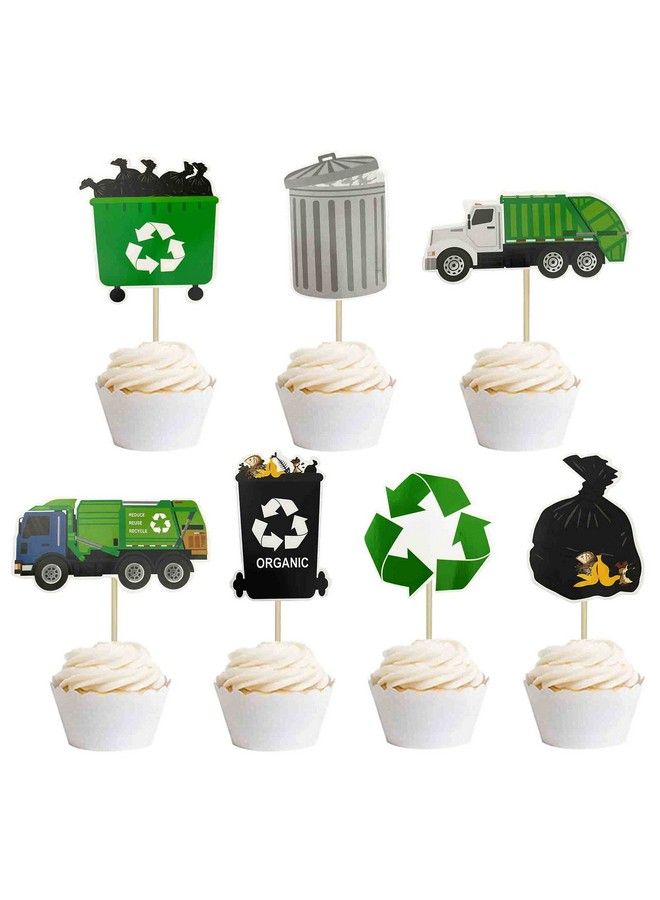 Garbage Truck Birthday Party Supplies Garbage Truck Cupcake Toppers For Trash Truck Waste Management Recycling Party Supplies