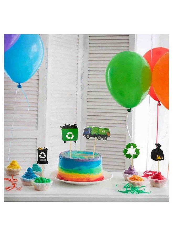 Garbage Truck Birthday Party Supplies Garbage Truck Cupcake Toppers For Trash Truck Waste Management Recycling Party Supplies