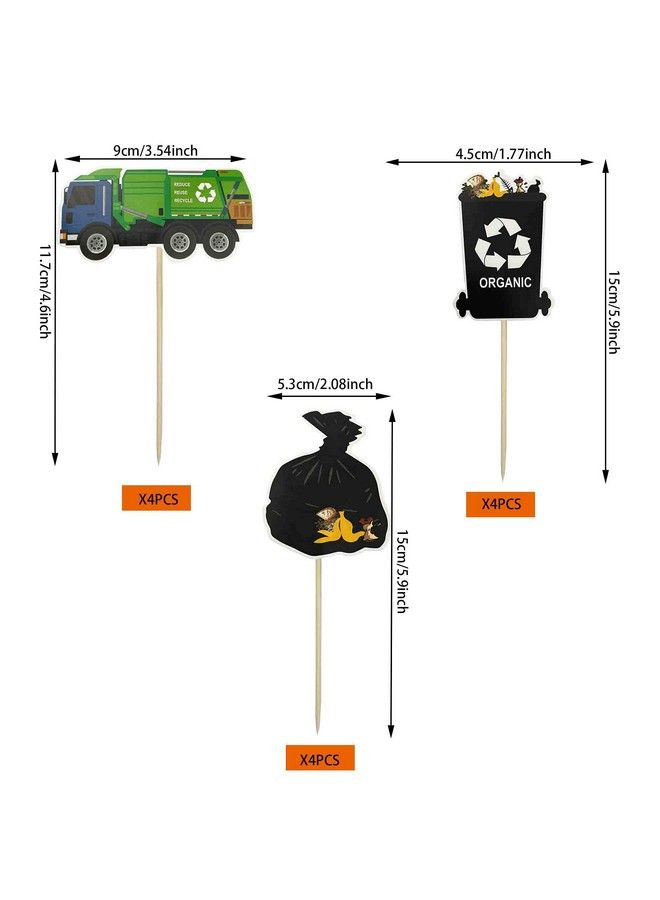 Garbage Truck Birthday Party Supplies Garbage Truck Cupcake Toppers For Trash Truck Waste Management Recycling Party Supplies