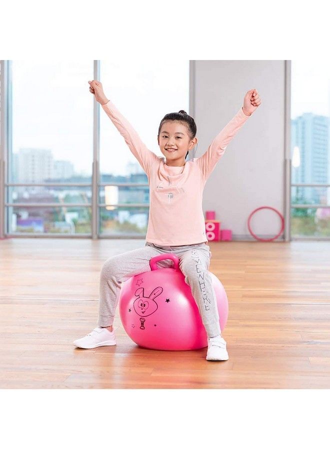 Sit And Bounce Rubber Hop Ball For Kids With Random Handle Designs (Multicolor) Size65 Cm