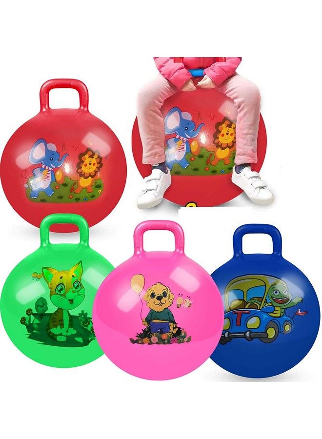 Sit And Bounce Rubber Hop Ball For Kids With Random Handle Designs (Multicolor) Size 65 Cm