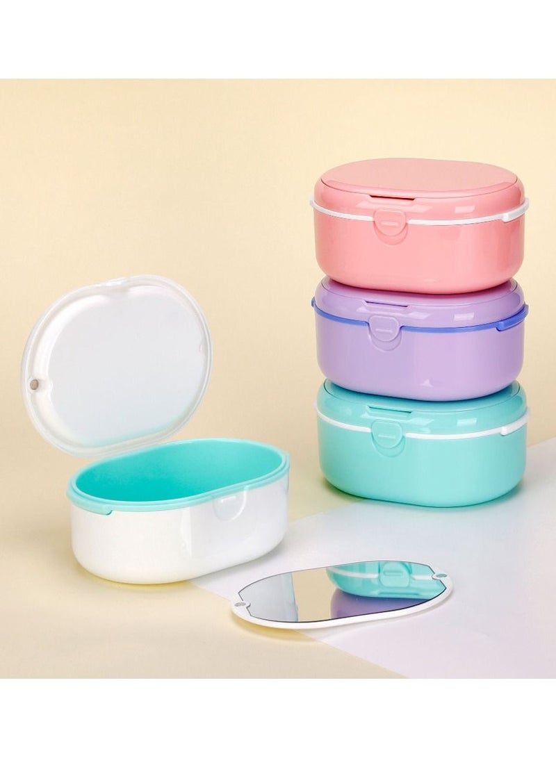 Dentures Cup Case SYOSI Denture Cups for Soaking Dentures for Cleaning Household Office Travel Denture Cup Denture Bath Box Double Layer Dry and Wet Separation Portable False Teeth Container