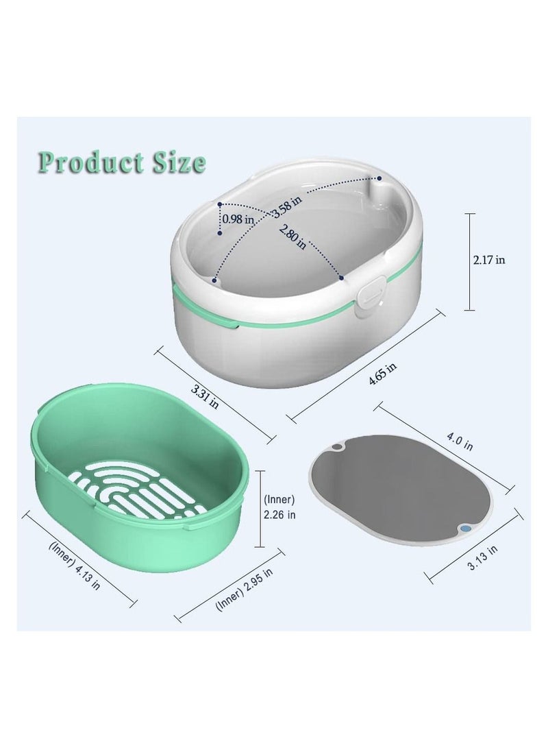 Dentures Cup Case SYOSI Denture Cups for Soaking Dentures for Cleaning Household Office Travel Denture Cup Denture Bath Box Double Layer Dry and Wet Separation Portable False Teeth Container