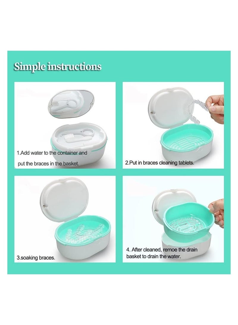 Dentures Cup Case SYOSI Denture Cups for Soaking Dentures for Cleaning Household Office Travel Denture Cup Denture Bath Box Double Layer Dry and Wet Separation Portable False Teeth Container