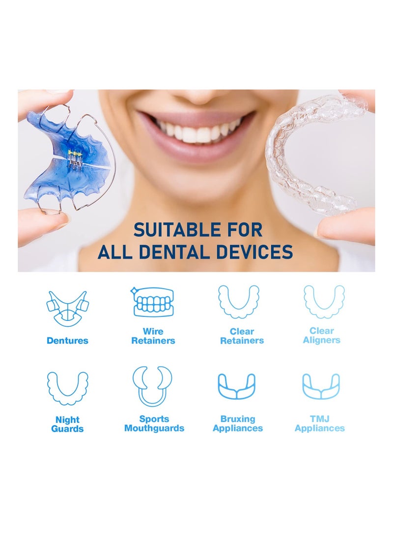 Denture Cleaning Tablets with Retainer 36PCS 1 Months Supply Cleansing for Night Mouth Guard False Teeth Removes Odors Stains Plaque Mint Flaver