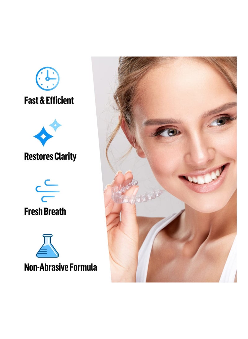 Denture Cleaning Tablets with Retainer 36PCS 1 Months Supply Cleansing for Night Mouth Guard False Teeth Removes Odors Stains Plaque Mint Flaver