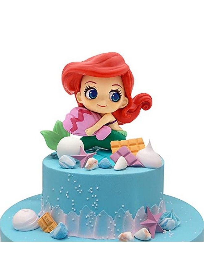 Mermaid Cake Topper Little Mermaid Doll With Seashells For Ariel Cake Decoration Mermaid Figurines For Under The Sea Mermaid Theme Princess Kids Birthday Baby Shower Party Supplies