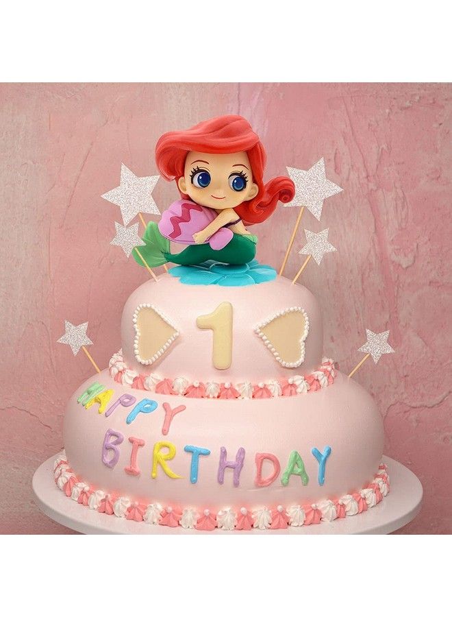 Mermaid Cake Topper Little Mermaid Doll With Seashells For Ariel Cake Decoration Mermaid Figurines For Under The Sea Mermaid Theme Princess Kids Birthday Baby Shower Party Supplies