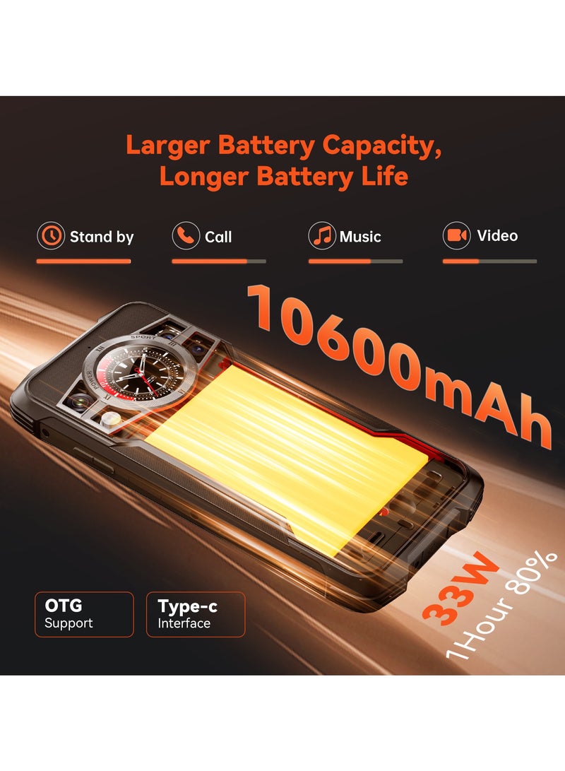 Kingkong 9 Rugged Smartphone 120hz 6.583-Inch Screen 12GB RAM 512GB ROM 10600mAh Battery 33W Fast Charging 100MP Main 24MP Night Vision Camera 4G Network NFC
