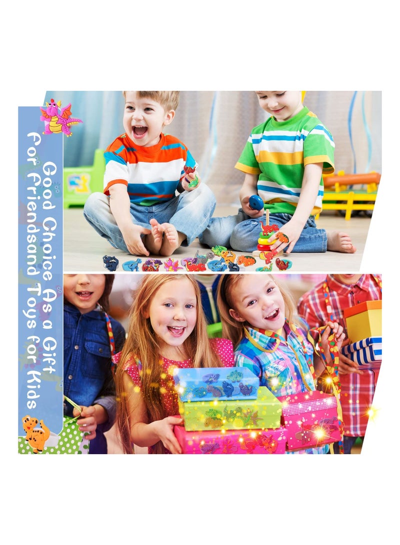 Dinosaur Rubber Rings, Toys Prizes Gift Carnivals Party Favors Cupcake Topper for Kids Boys Birthday Favor Supplies Goodie Bag Fillers (12 Pcs)