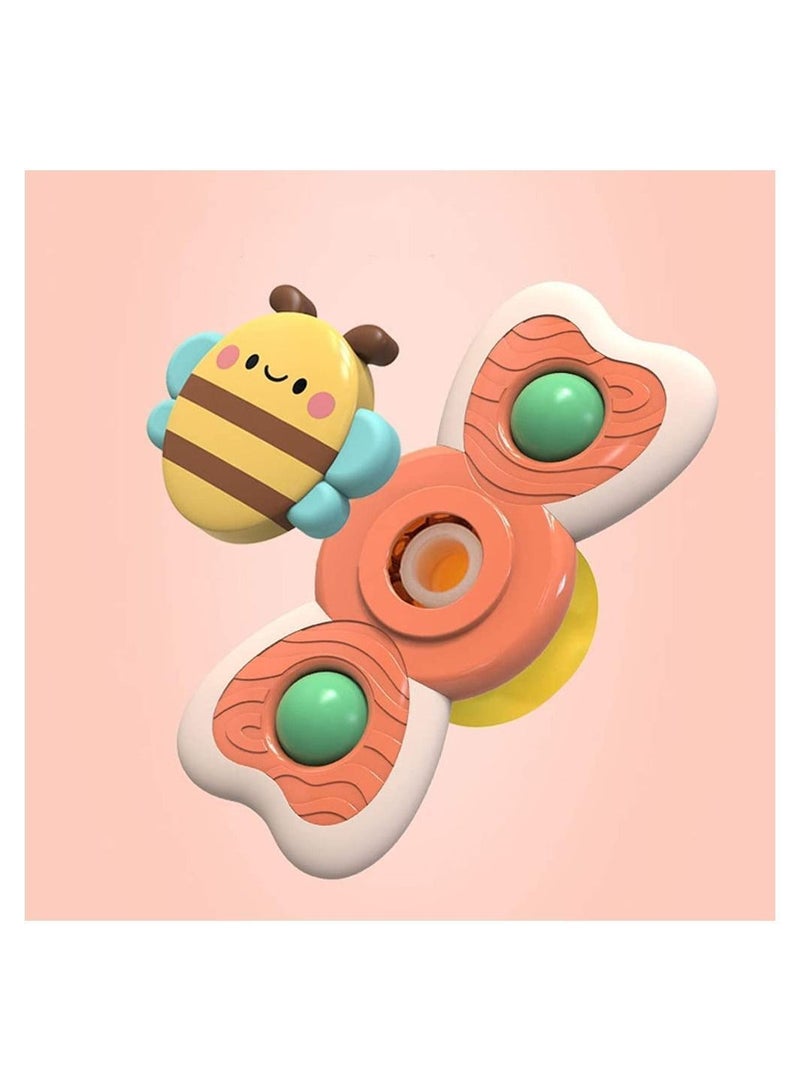 Baby Cup Spinner Toy with Suction Cup, Bath Toys, Cartoon Spinning Lovely Gift for and Children BPA Free 3 Pack