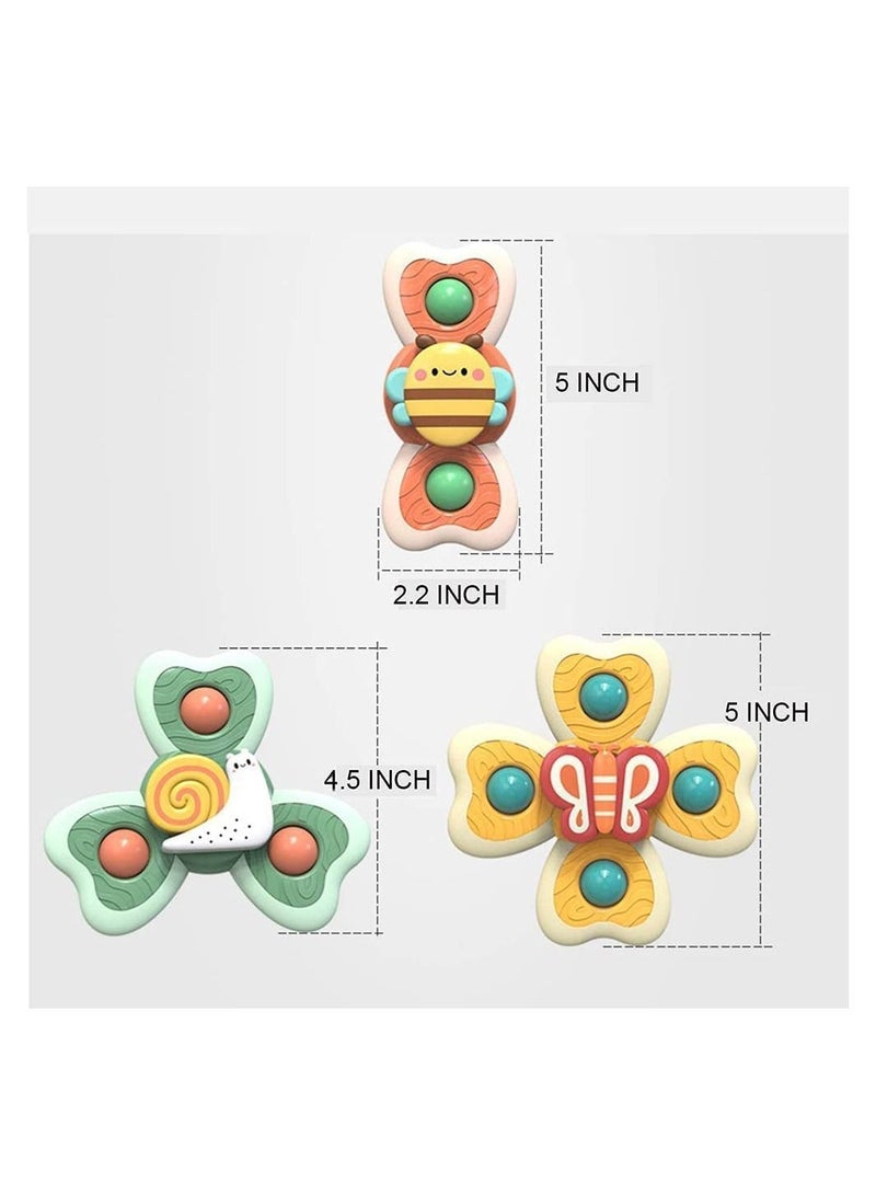 Baby Cup Spinner Toy with Suction Cup, Bath Toys, Cartoon Spinning Lovely Gift for and Children BPA Free 3 Pack