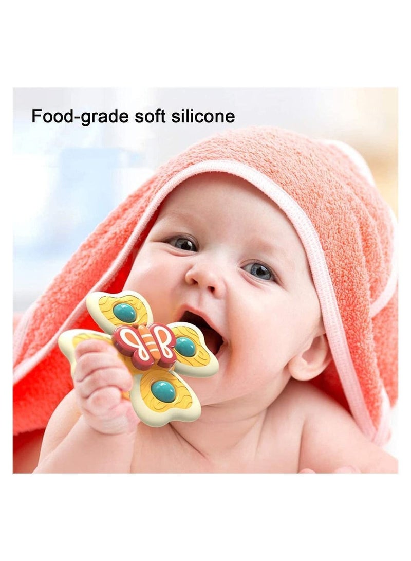 Baby Cup Spinner Toy with Suction Cup, Bath Toys, Cartoon Spinning Lovely Gift for and Children BPA Free 3 Pack