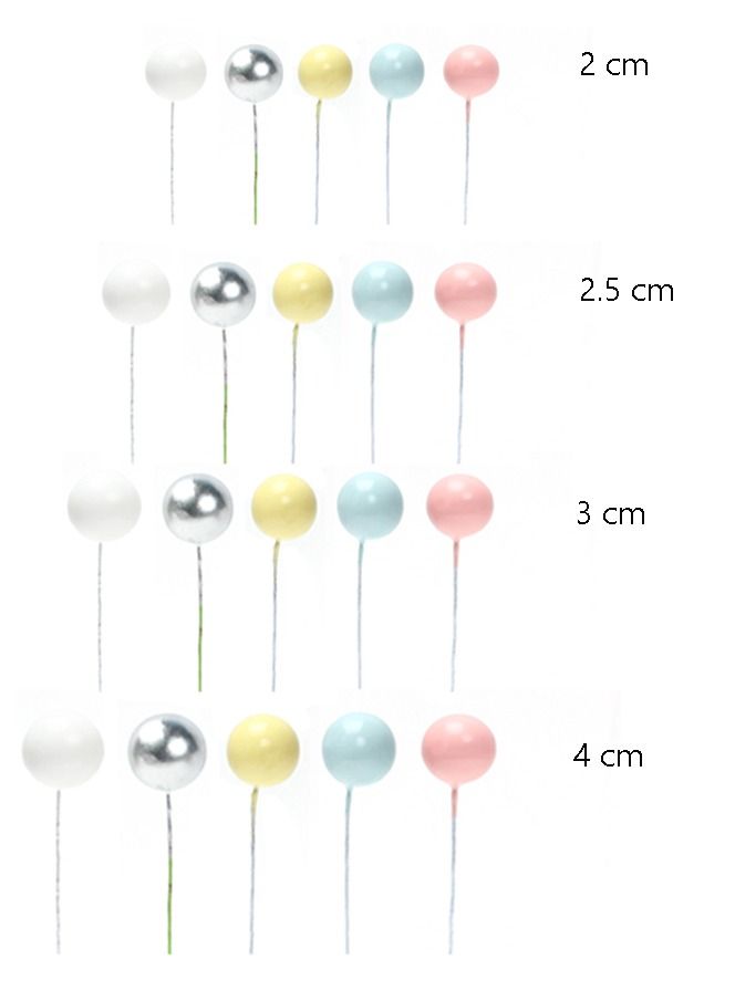 Ball Shaped Cake Topper Picks, Pearl DIY Insert Cup Set Toothpick for Party Birthday Baby Shower Wedding Anniversary 20Pcs