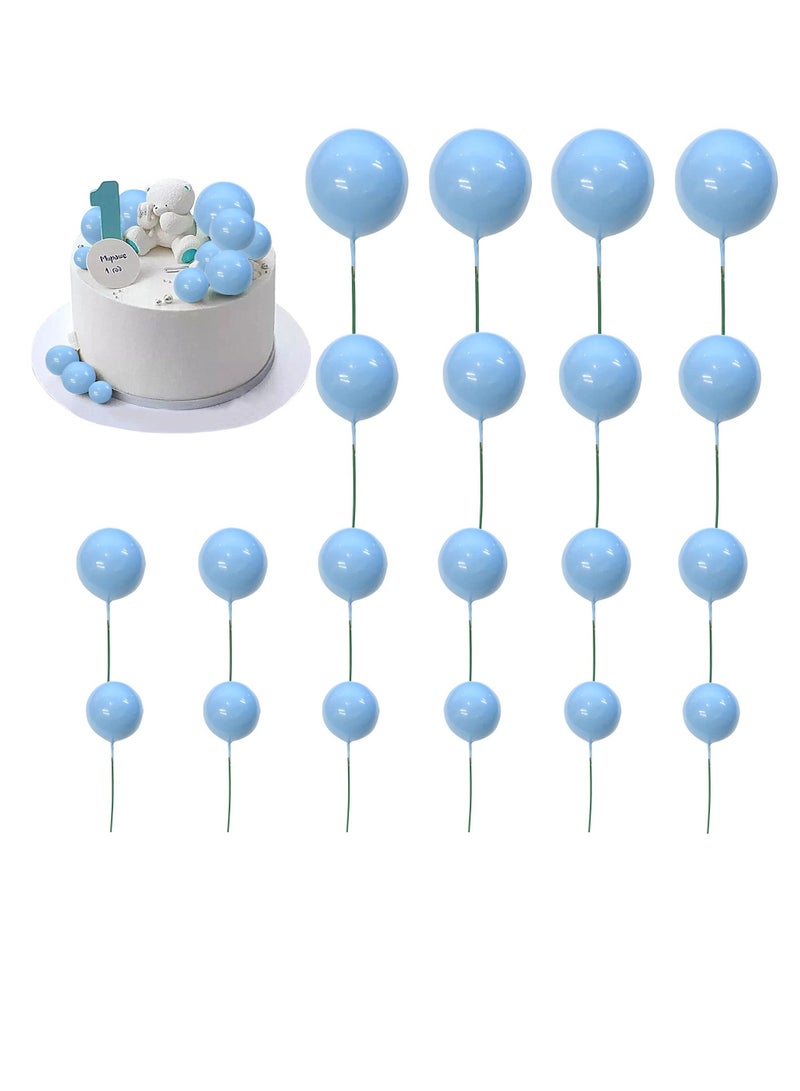 Cake Decoration 20 PCS Mini Balloons Topper Foam Ball Cupcake Picks (Blue)