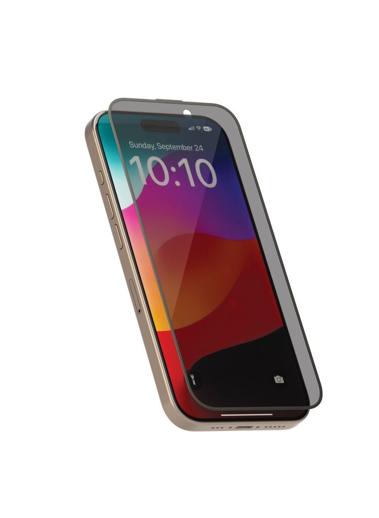 Levelo Privacy Soft edge Twice-Tempered Glass For iPhone 15  - Black