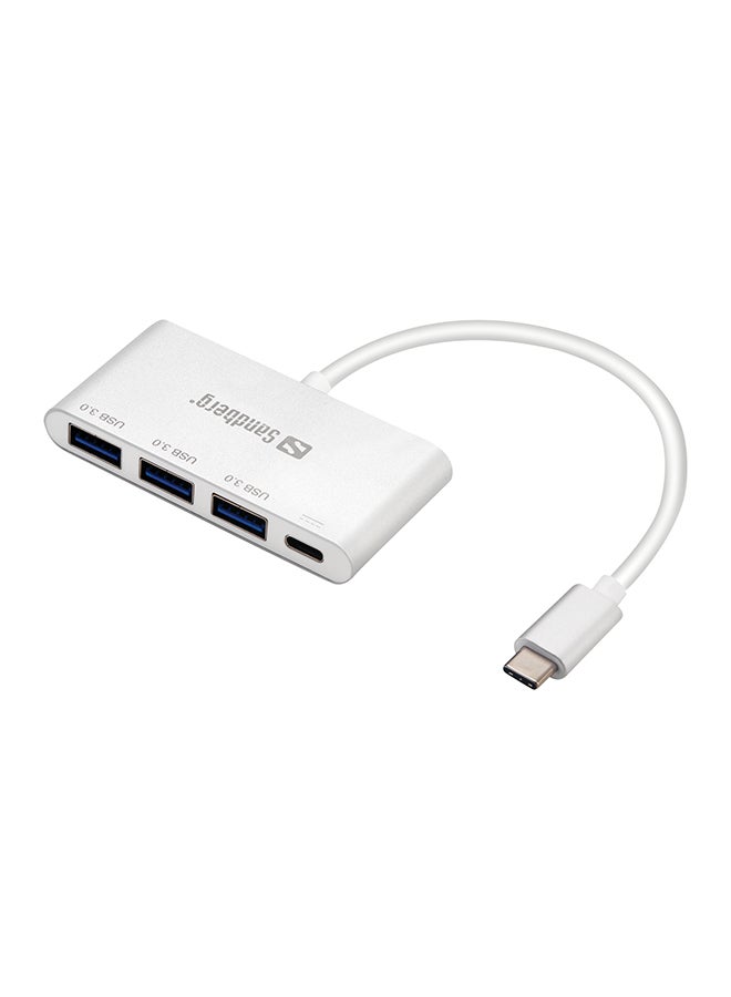 USB-C To 3xUSB 3.0 Converter Aluminium/White
