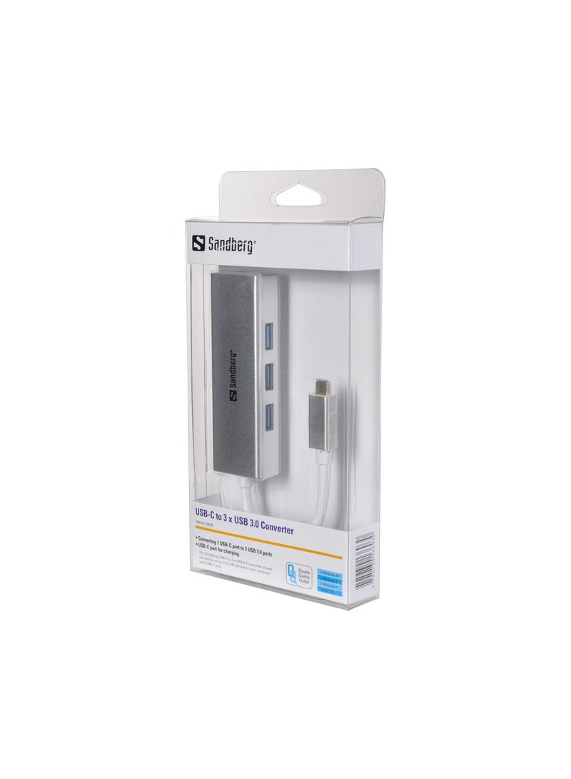 USB-C To 3xUSB 3.0 Converter Aluminium/White