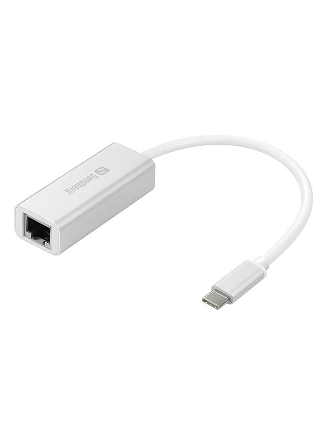 USB-C To Network Converter Aluminium/White