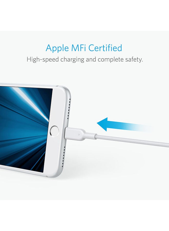 Powerline II Cable (6ft) MFi Certified for iPhone 11/11 Pro/11 Pro Max/Xs/XS Max/XR/X/8/8 Plus/7/7 Plus/6/6 Plus White