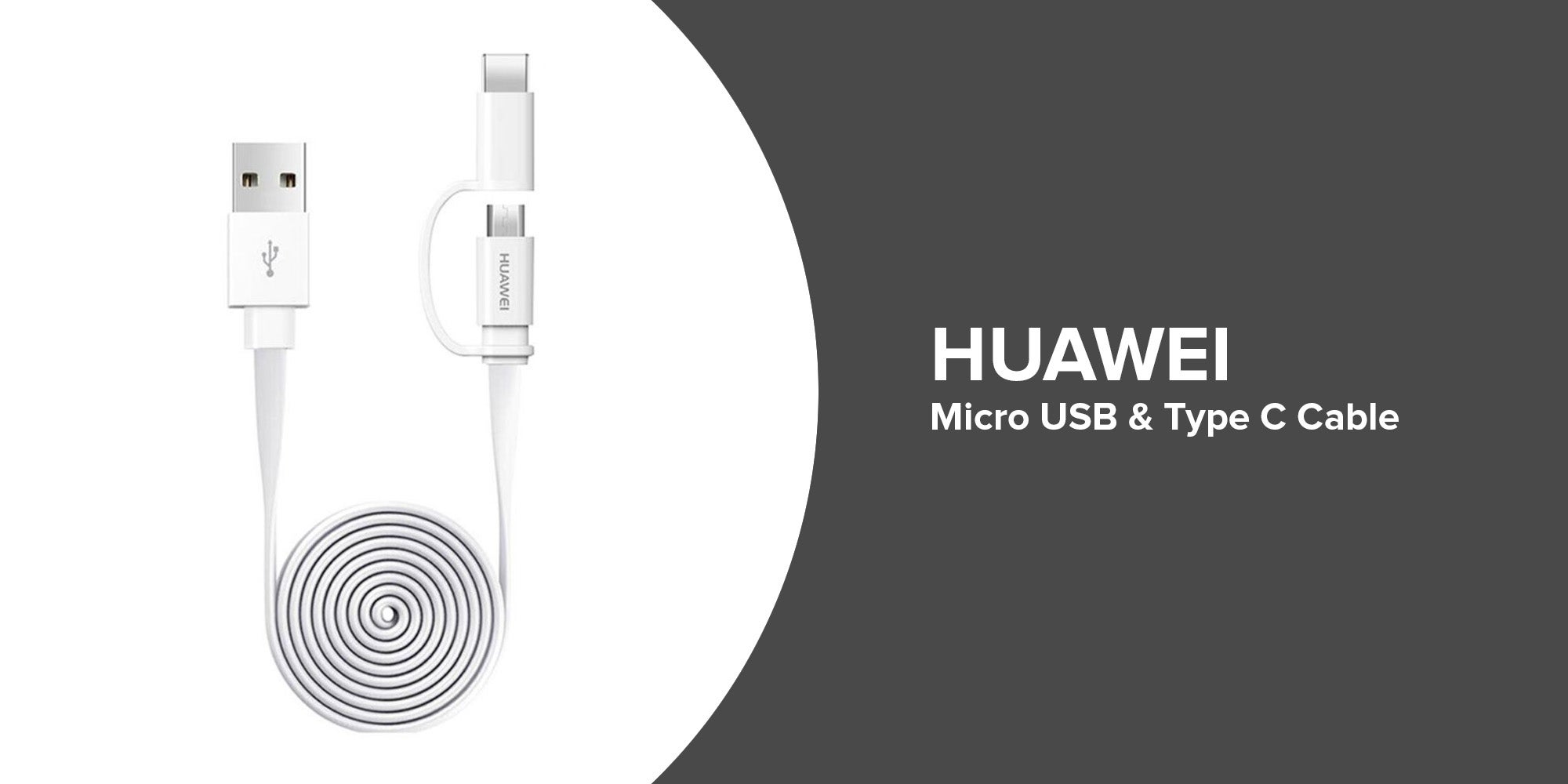 2 in 1 Micro USB and Type C Cable White/Silver