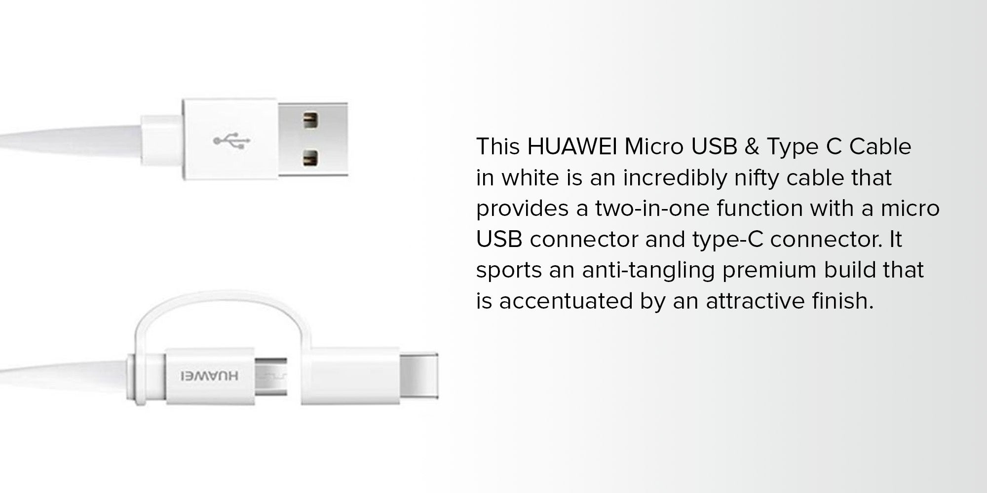 2 in 1 Micro USB and Type C Cable White/Silver