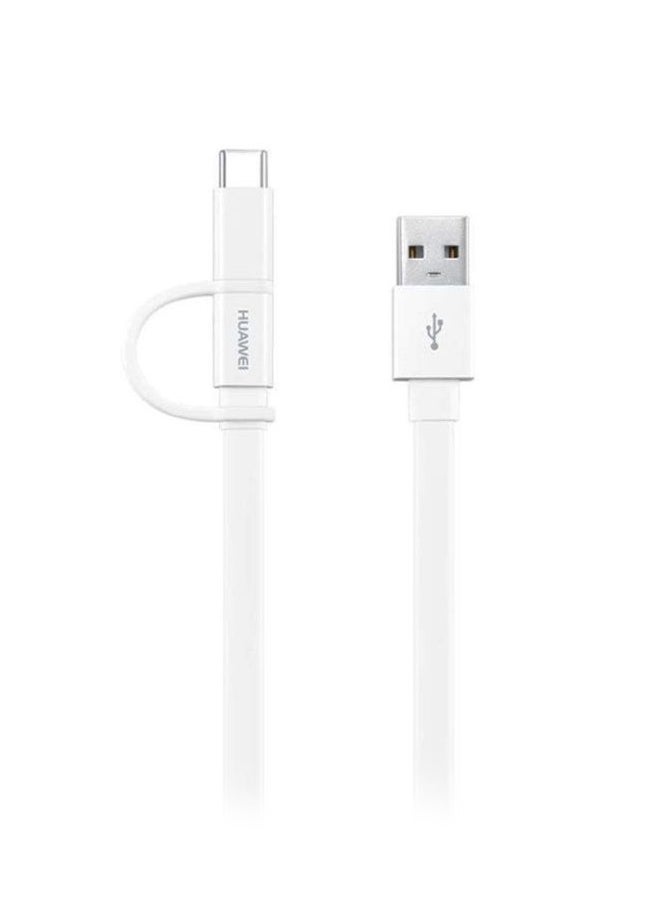 2 in 1 Micro USB and Type C Cable White/Silver
