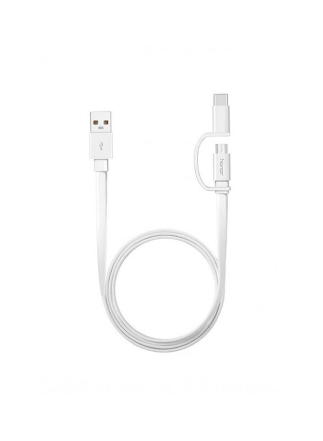 2 in 1 Micro USB and Type C Cable White/Silver