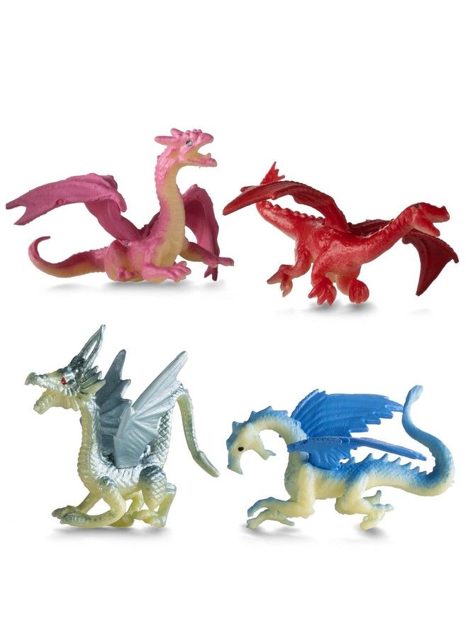 Mini Dragon Toy Figures (Pack Of 36) 2 Inch Plastic Rubbery Dragon Figurines In Assorted Colors And Styles Kids Toys For Birthday Party Favors Decorations Cupcake Toppers And Piñatas