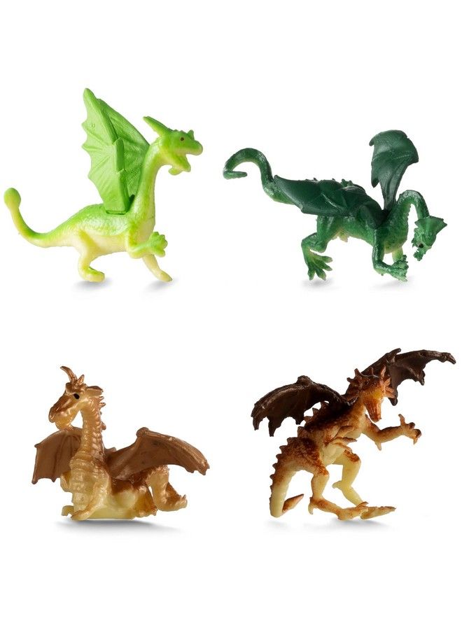 Mini Dragon Toy Figures (Pack Of 36) 2 Inch Plastic Rubbery Dragon Figurines In Assorted Colors And Styles Kids Toys For Birthday Party Favors Decorations Cupcake Toppers And Piñatas