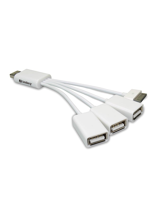 USB Hub With iPhone Sync White