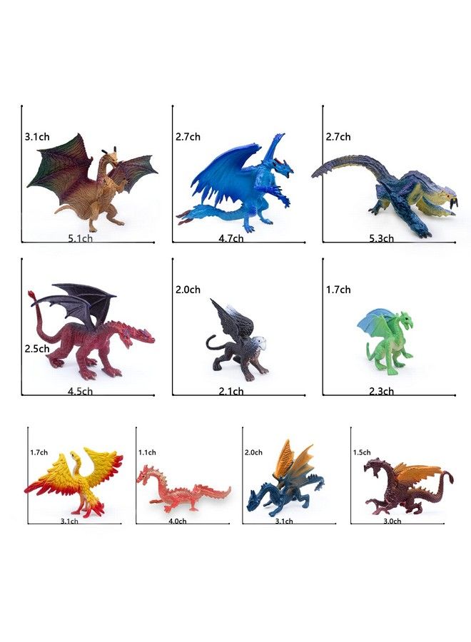 Dragon Toy Figures4Pcs 5 Inch Plastic Dragon Figurines With 6Pcs 3 Inch Mini Dragon Toys In Assorted Colors And Styles Kids Mythical Dragon Toys For Cake Toppers Party Favors (10Pack Dragon)