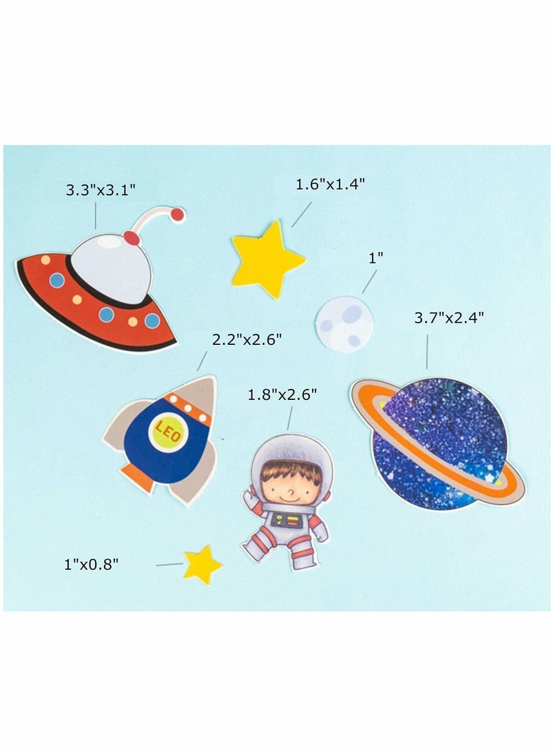 Cake Toppers, Outer Space Astronaut Spaceship, Stars, Orbit, UFO, Moon, Happy Birthday Sign, for Party, Baby Shower, Decoration, Science Projects, Craft Projects (14 PCs)