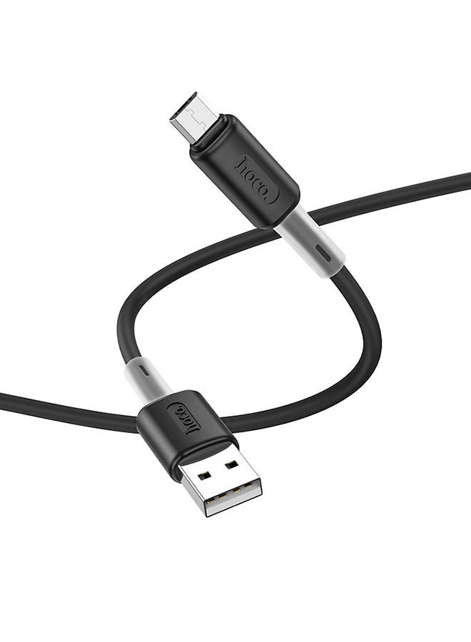 X48 Soft Silicone USB To Micro USB Charging Data Cable Black