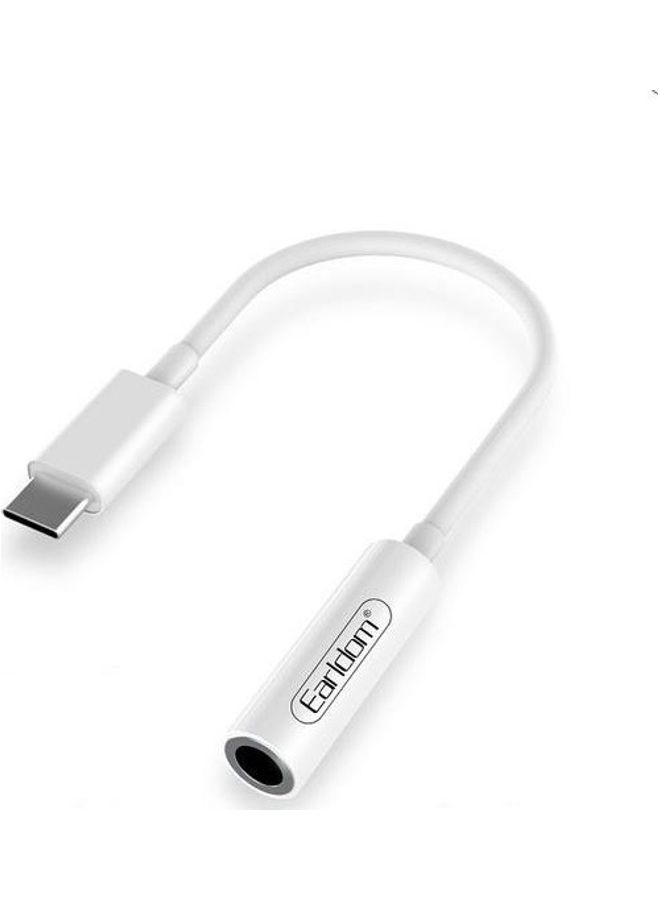 Plug and Play Universal Type C to 3.5mm Headphone Jack Adapter White