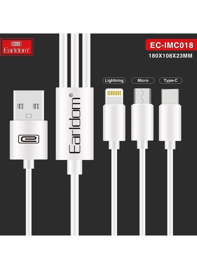 3-In-1 Fast Charging Cable White