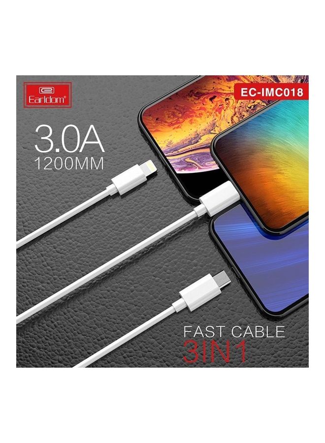 3-In-1 Fast Charging Cable White