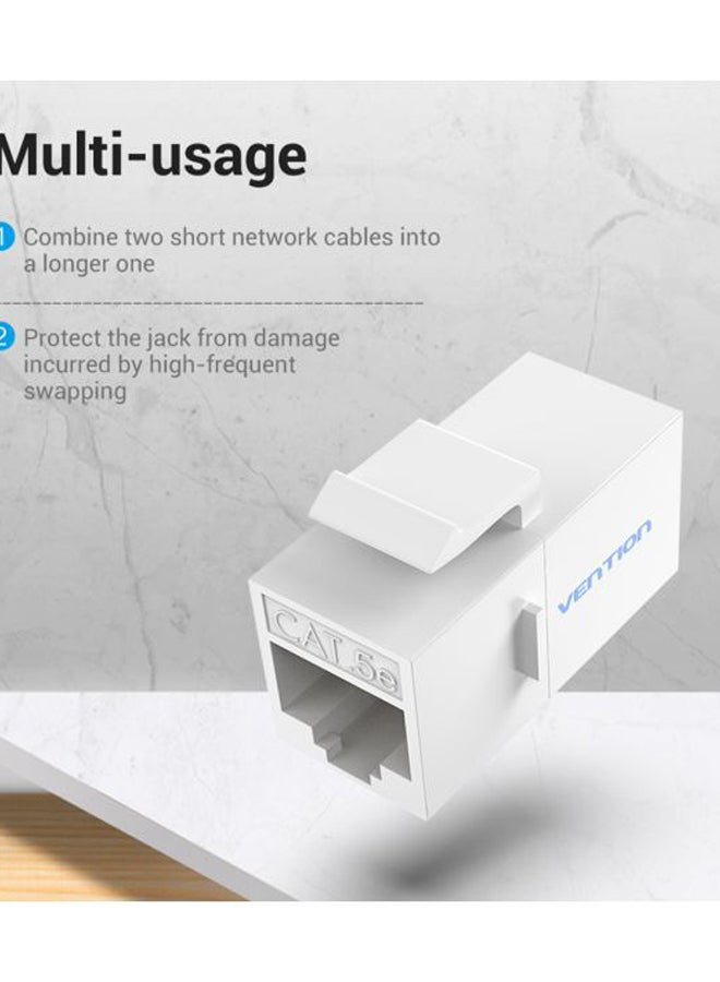 5-Piece  RJ45 To Cat.5e UTP Keystone Jack Coupler White