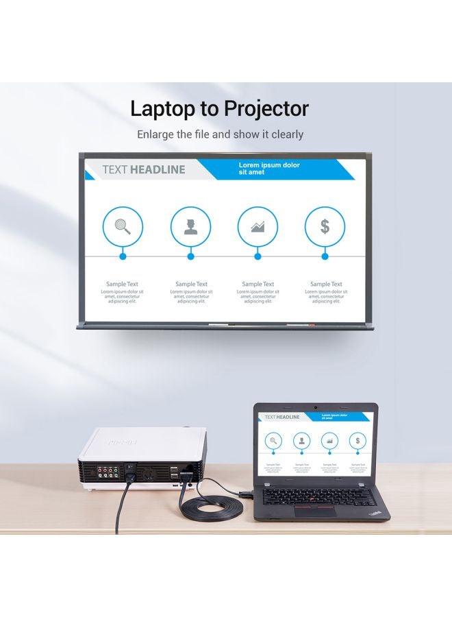 VGA Flat Cable Black/Gold