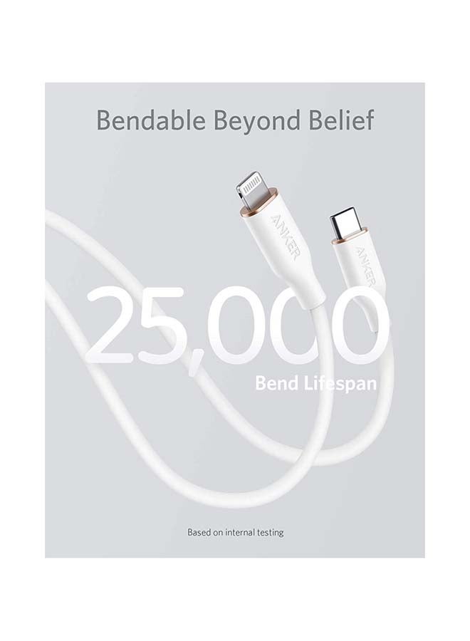 PowerLine III Flow USB C to Lightning Cable for iPhone 12 Pro Max / 12/11 Pro/X/XS/XR /8 Plus, AirPods Pro, (6 ft) White