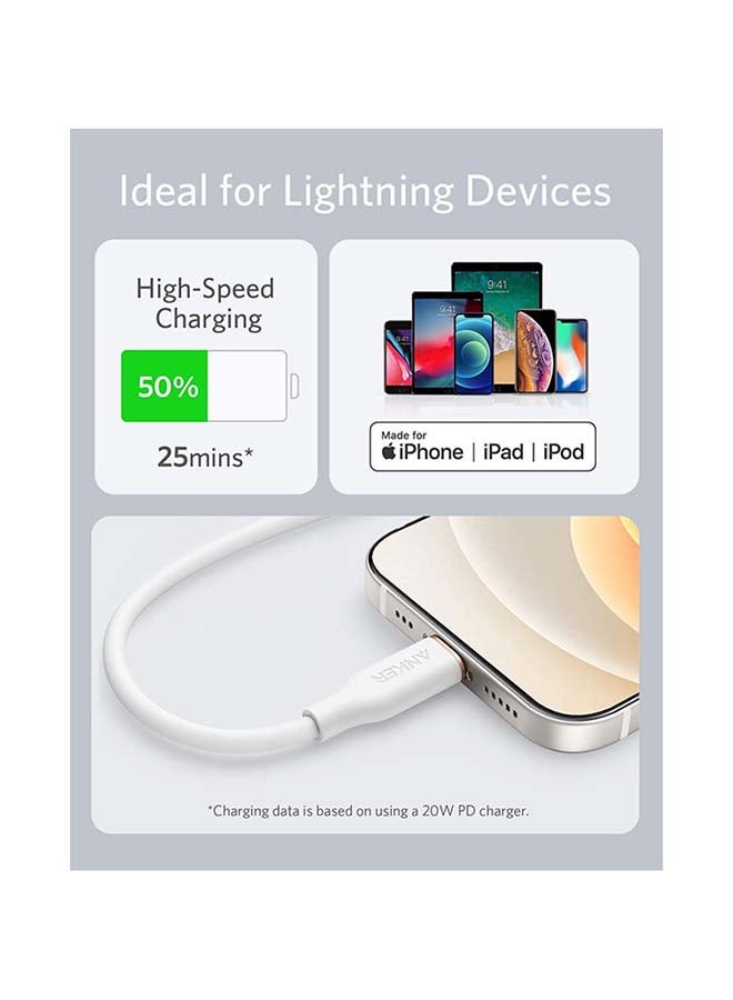 PowerLine III Flow USB C to Lightning Cable for iPhone 12 Pro Max / 12/11 Pro/X/XS/XR /8 Plus, AirPods Pro, (6 ft) White