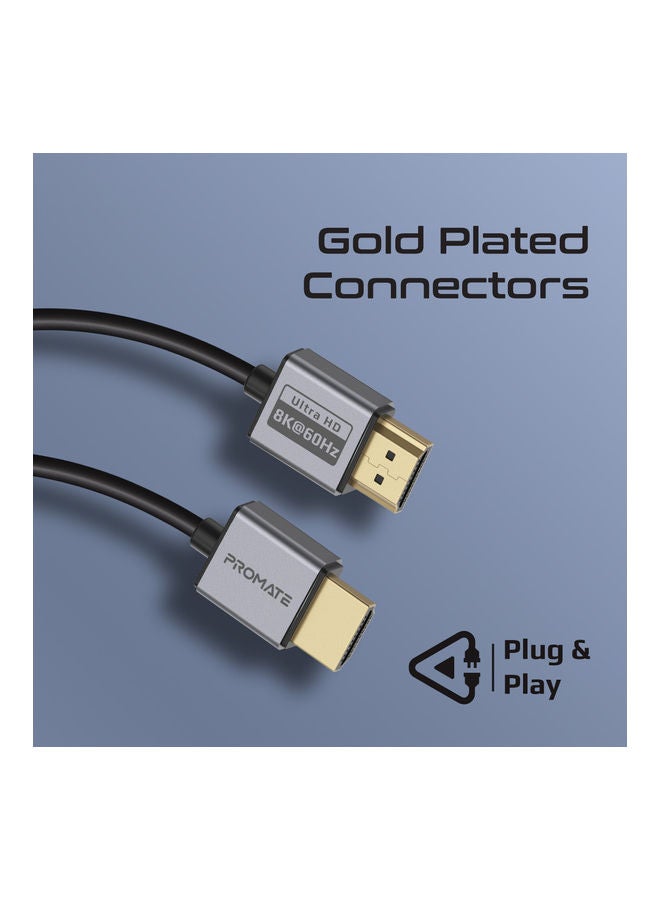HDMI 2.1 Cable, 1.5m HDMI to HDMI Slim Cable with 48Gbps Bandwidth, 8K@60Hz Resolution, UHD Dynamic HDR eARC Wire for MacBook Pro, PS5, TV, Xbox, Roku, UHD TV, Blu-ray Projector, PrimeLink8K-150 Black