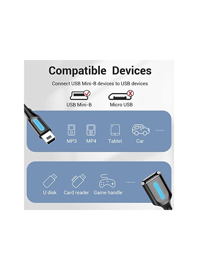 Mini USB OTG Cable Mini USB Male to Female USB OTG Adapter for Camera Mobile - CCTBB (USB 2.0 Mini-B to USB A)