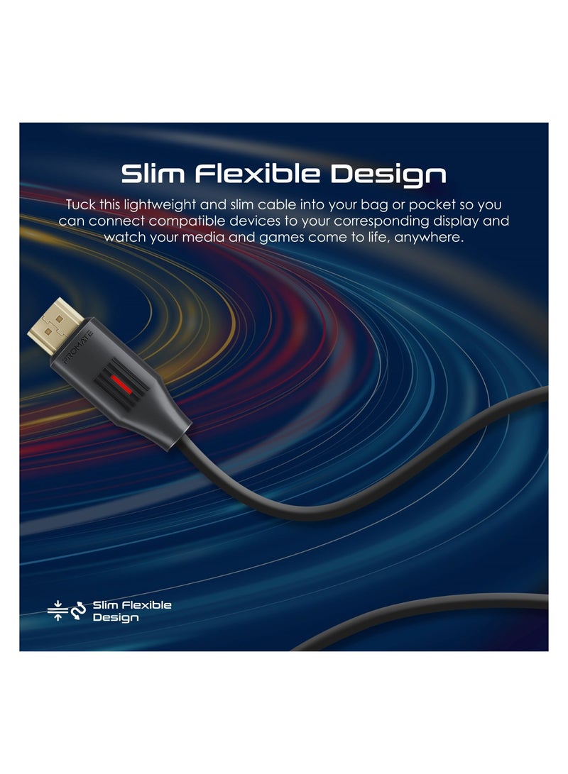 HDMI 2.0 Cable, 4K@60Hz HDMI To HDMI Slim 1.5M Cable With 3D Video Support, 18Gbps Bandwidth, Ethernet Support And Gold-Plated Connectors For Laptops, Smart TVs, Monitors, ProLink4K60-150 Black