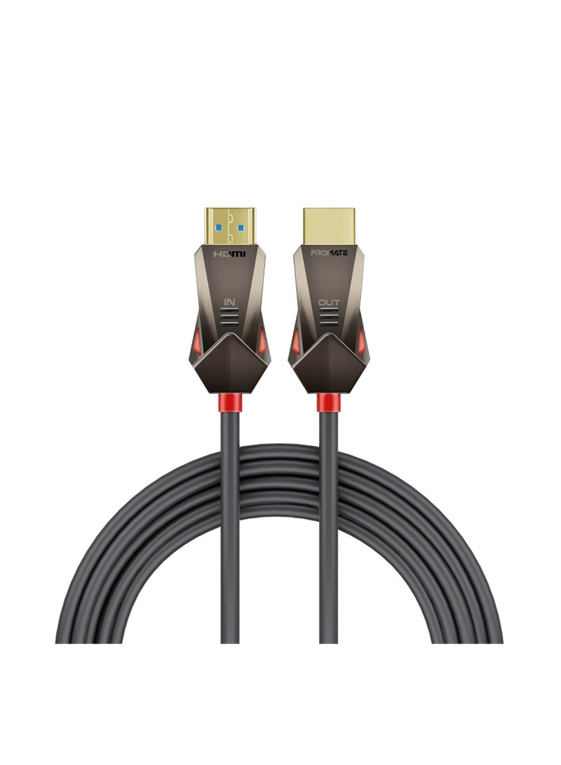 HDMI 2.0 Cable, 4K@60Hz HDMI To HDMI Unidirectional Cable With 3D Video Support, 18Gbps Bandwidth, Ethernet, 15M Fiber Optic Cable And Gold-Plated Connectors For Laptops, Monitors Black